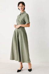 COUNTRYSIDE CHARM WOVEN MIDI DRESS - Flying Tomato - Flyclothing LLC
