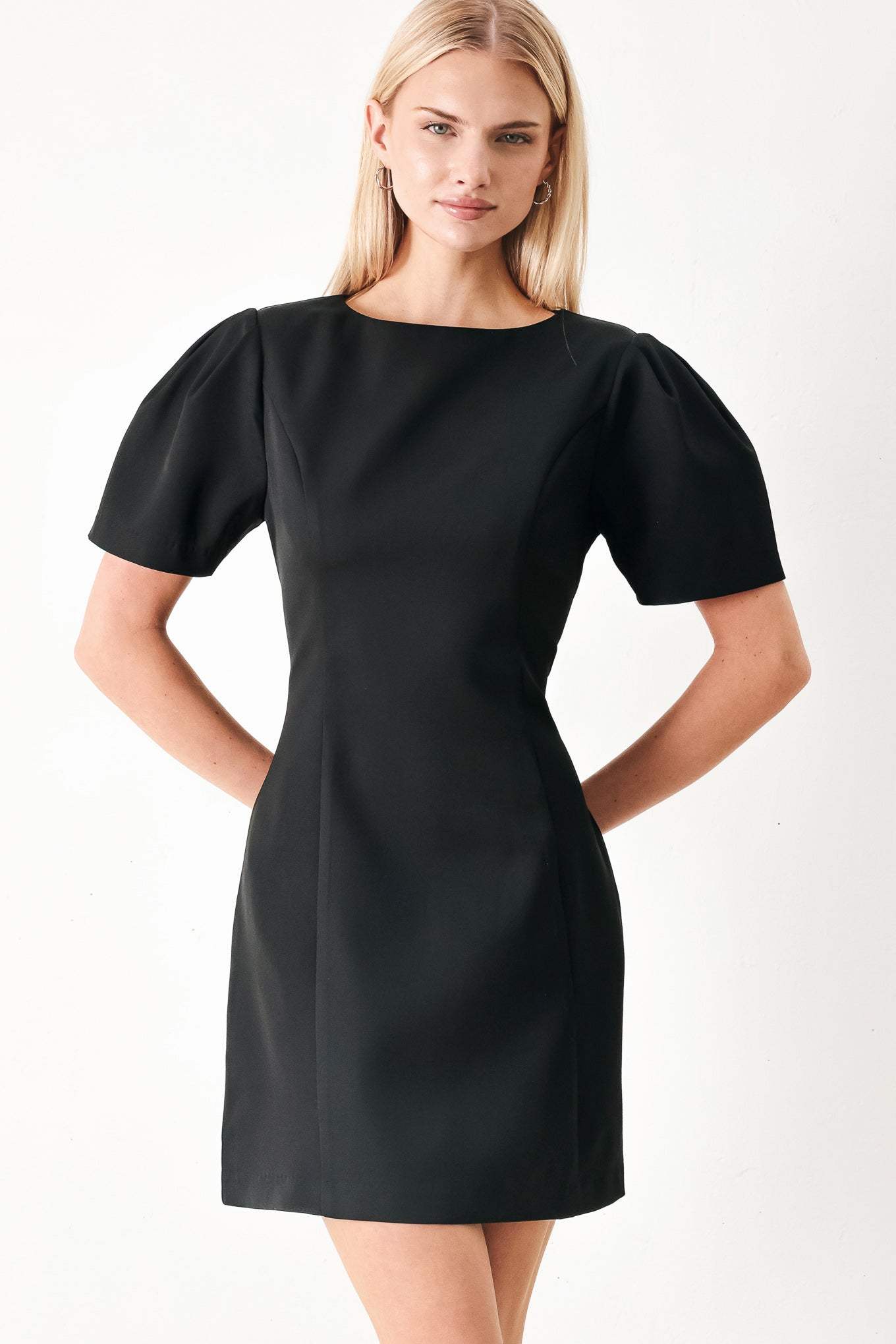 BLACK MIDNIGHT WOVEN MINI DRESS - Flying Tomato - Flyclothing LLC