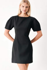 BLACK MIDNIGHT WOVEN MINI DRESS - Flying Tomato - Flyclothing LLC