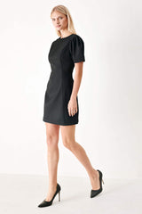 BLACK MIDNIGHT WOVEN MINI DRESS - Flying Tomato - Flyclothing LLC