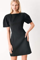 BLACK MIDNIGHT WOVEN MINI DRESS - Flying Tomato - Flyclothing LLC