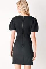 BLACK MIDNIGHT WOVEN MINI DRESS - Flying Tomato - Flyclothing LLC