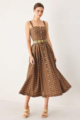 PARISIAN DOT WOVEN MIDI DRESS - Flying Tomato - Flyclothing LLC