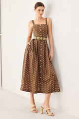 PARISIAN DOT WOVEN MIDI DRESS