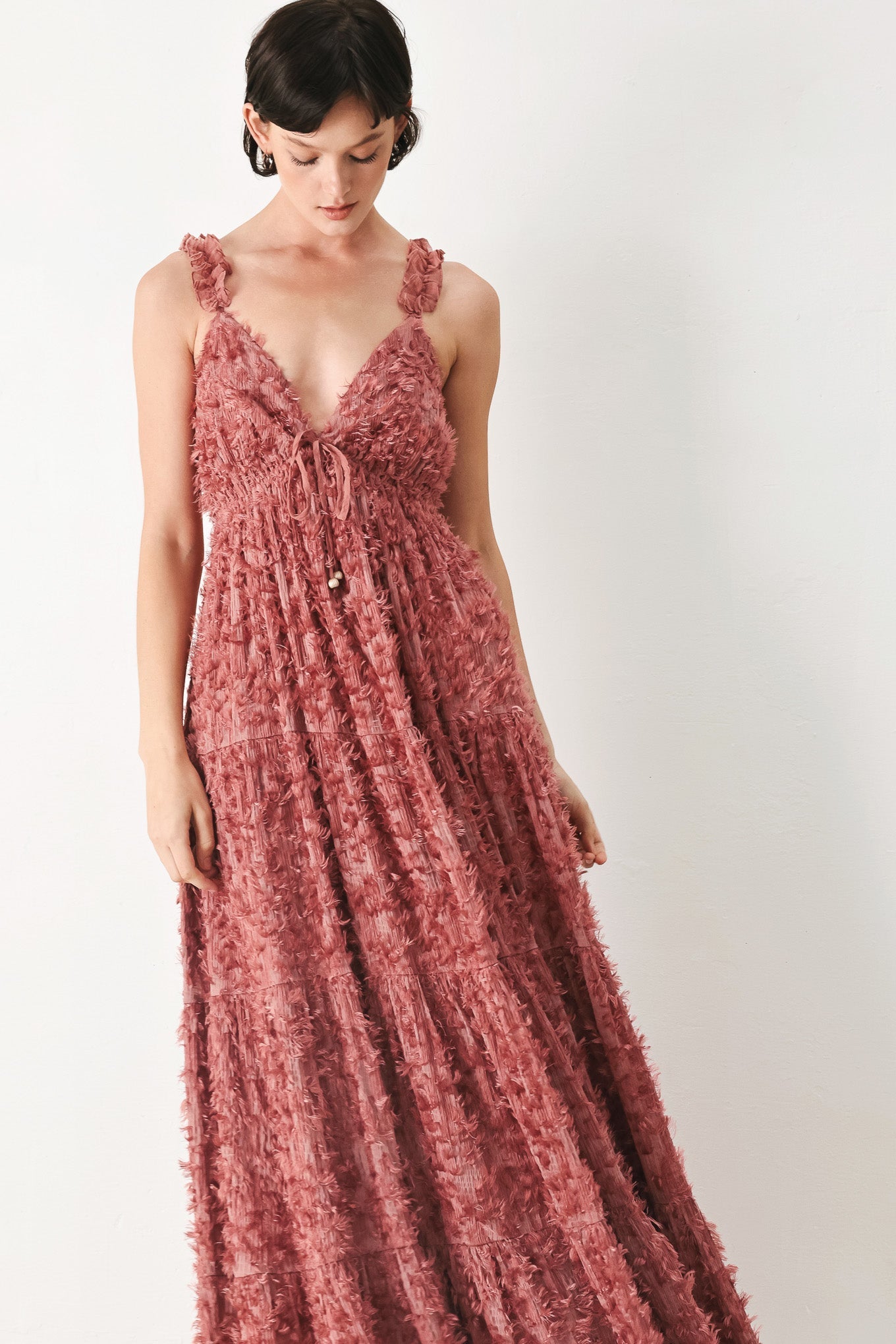 TWILIGHT ROSETTE WOVEN MAXI DRESS - Flying Tomato - Flyclothing LLC
