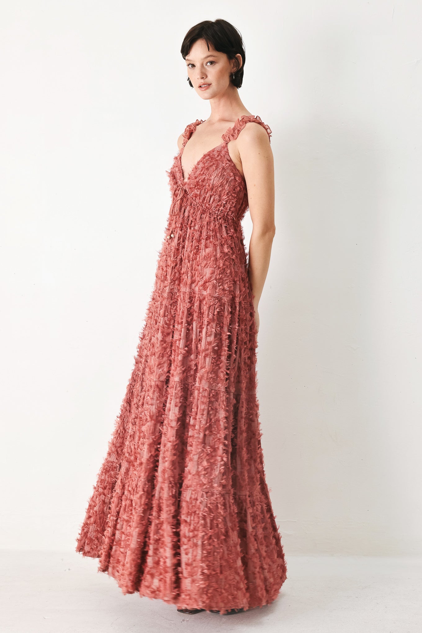 TWILIGHT ROSETTE WOVEN MAXI DRESS - Flying Tomato - Flyclothing LLC