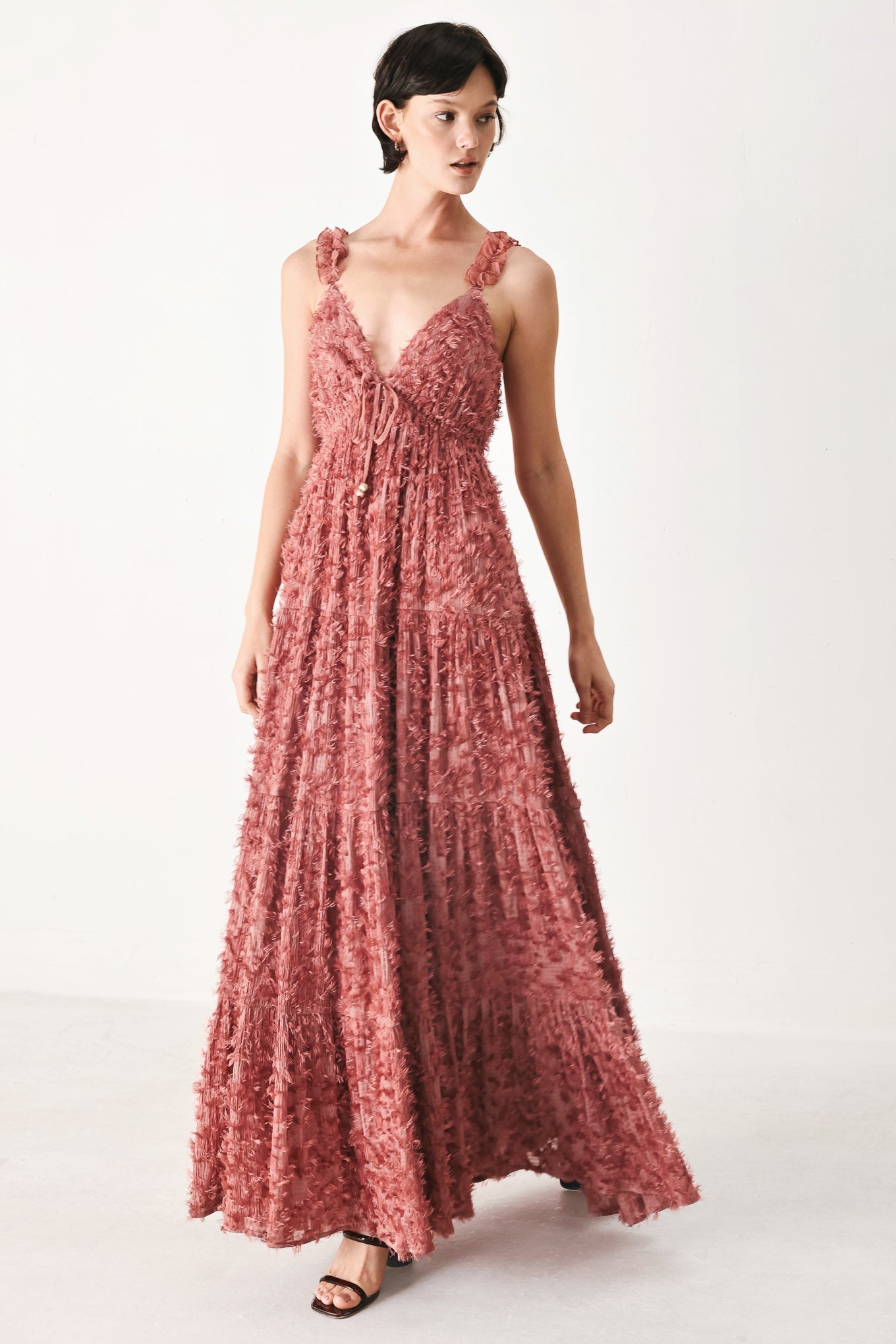 TWILIGHT ROSETTE WOVEN MAXI DRESS - Flying Tomato - Flyclothing LLC