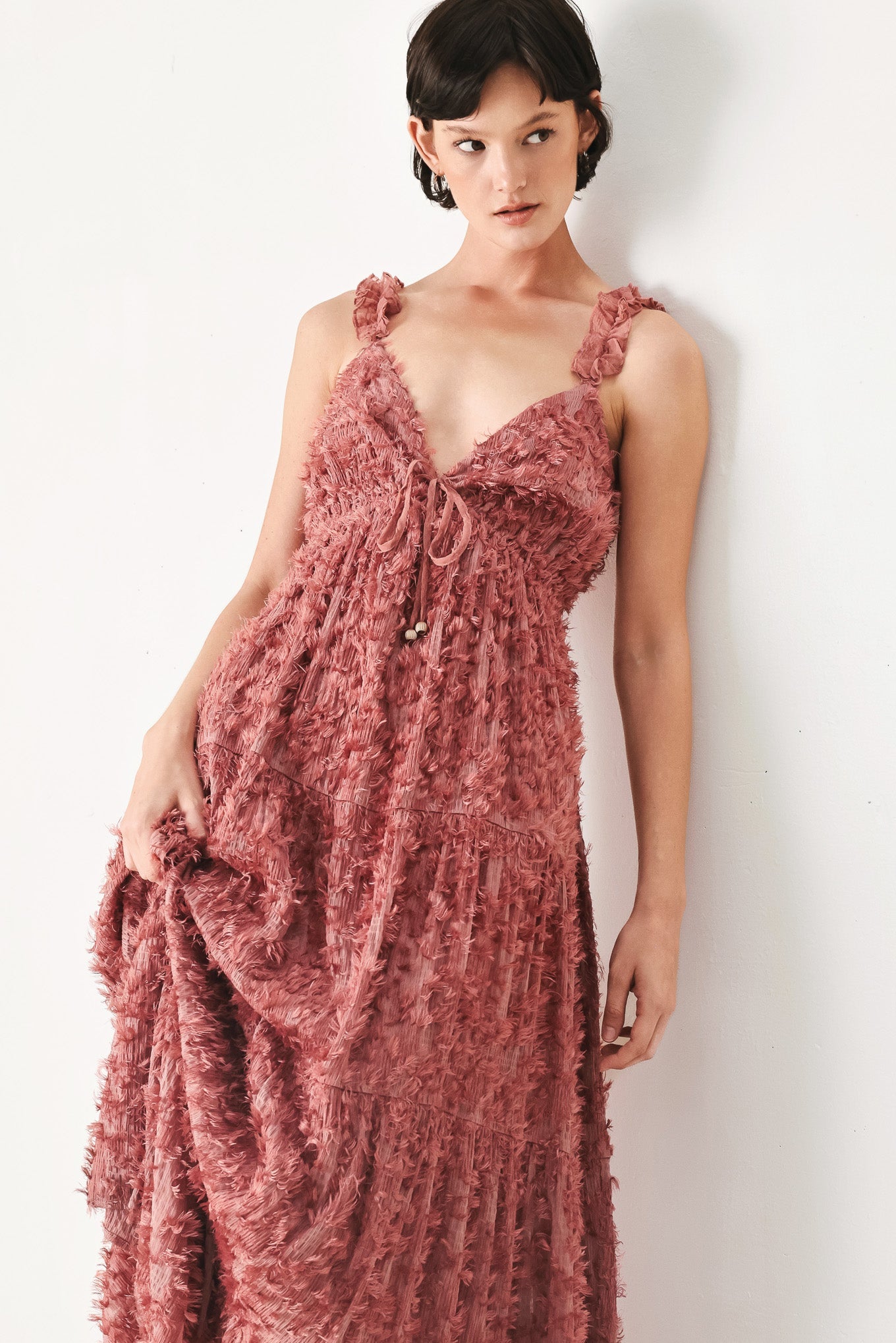TWILIGHT ROSETTE WOVEN MAXI DRESS - Flying Tomato - Flyclothing LLC