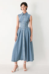 SUNDAY STROLL DENIM MIDI DRESS - Flying Tomato - Flyclothing LLC