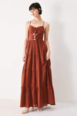 TERRACOTTA SUNSET WOVEN MAXI DRESS - Flying Tomato - Flyclothing LLC