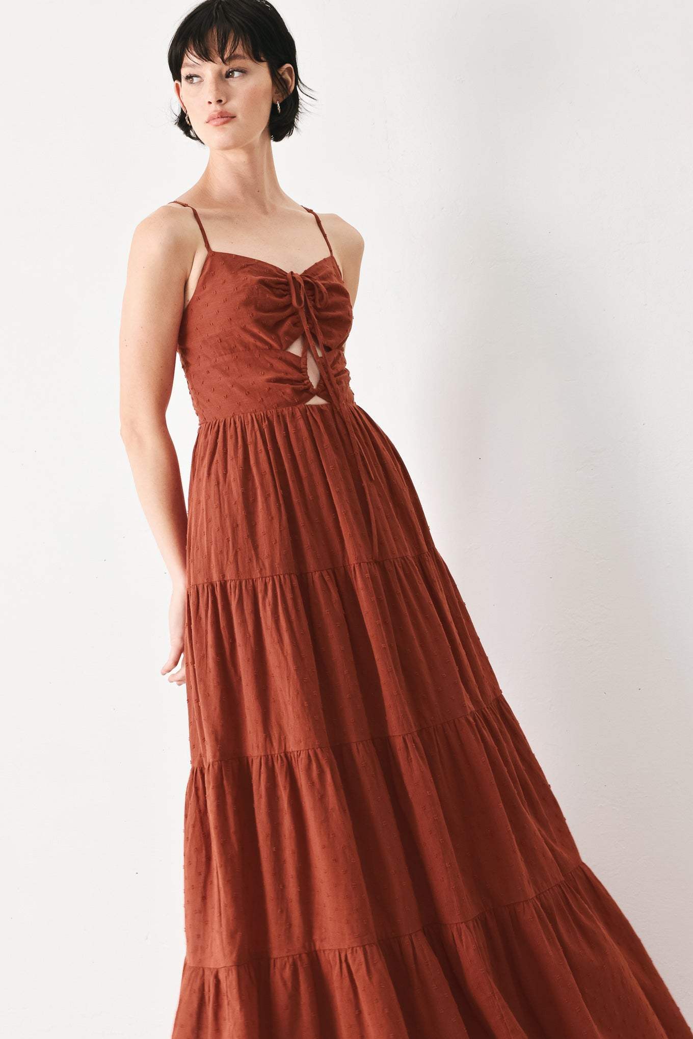 TERRACOTTA SUNSET WOVEN MAXI DRESS - Flying Tomato - Flyclothing LLC