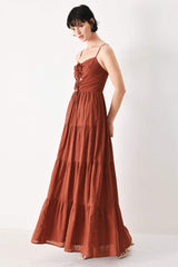 TERRACOTTA SUNSET WOVEN MAXI DRESS - Flying Tomato - Flyclothing LLC