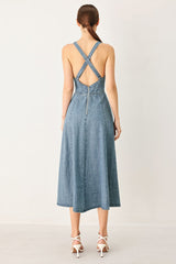 SUNDAY MUSE DENIM MIDI DRESS - Flying Tomato - Flyclothing LLC