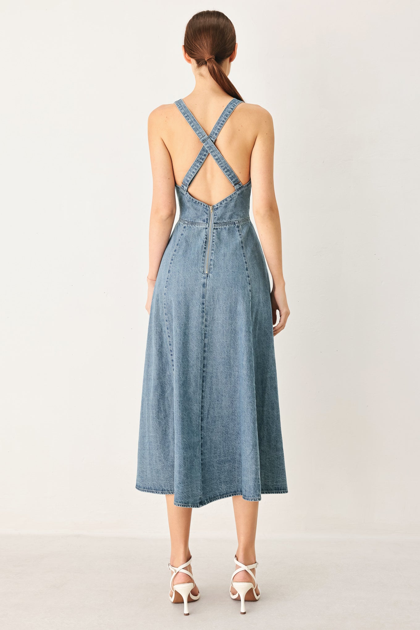 SUNDAY MUSE DENIM MIDI DRESS - Flying Tomato - Flyclothing LLC