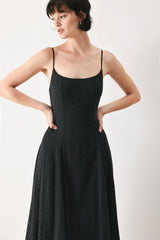 SHEER MIDNIGHT STORY WOVEN MIDI DRESS - Flying Tomato - Flyclothing LLC