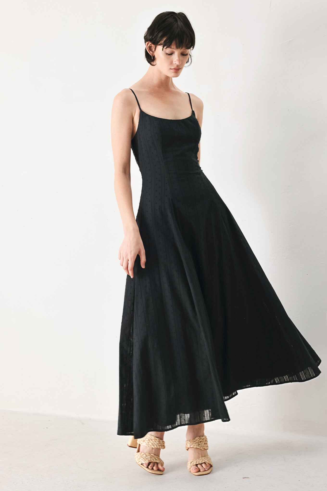 SHEER MIDNIGHT STORY WOVEN MIDI DRESS - Flying Tomato - Flyclothing LLC