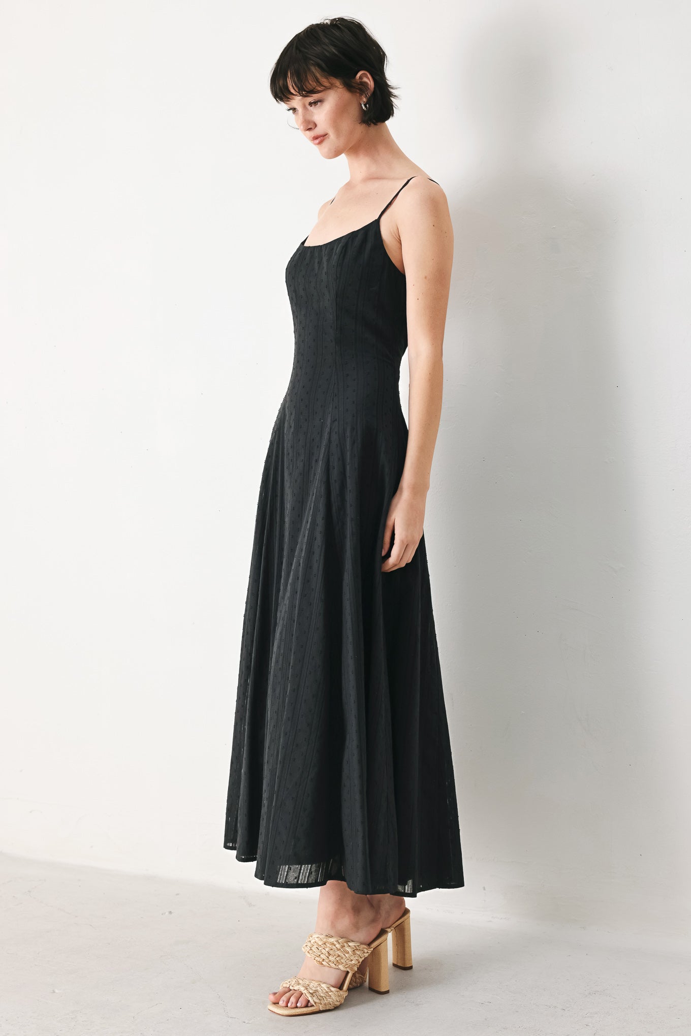 SHEER MIDNIGHT STORY WOVEN MIDI DRESS - Flying Tomato - Flyclothing LLC