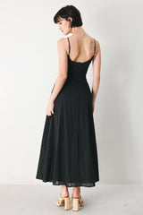 SHEER MIDNIGHT STORY WOVEN MIDI DRESS - Flying Tomato - Flyclothing LLC