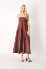 QUIET LUXE WOVEN MIDI DRESS - Flying Tomato - Flyclothing LLC