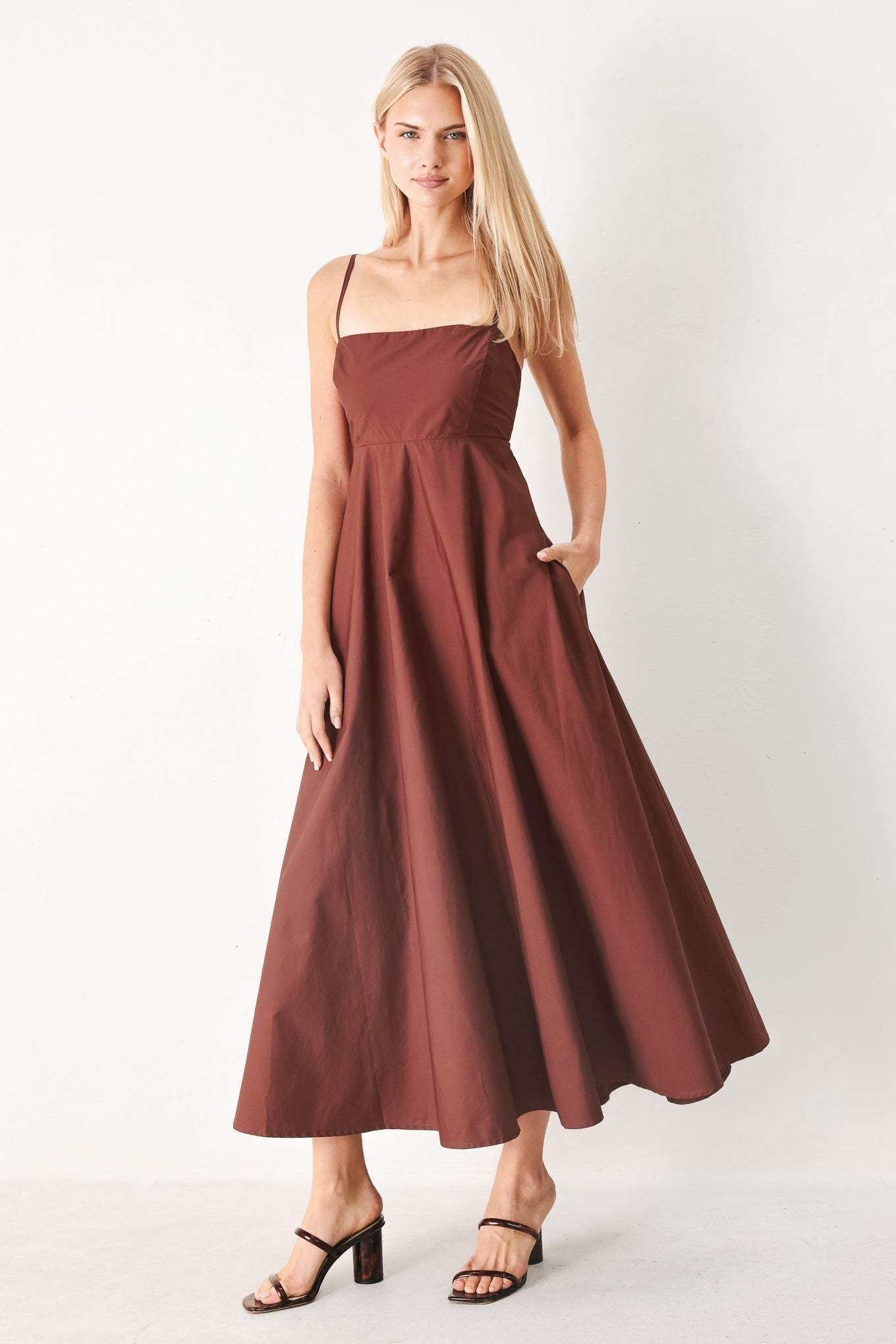 QUIET LUXE WOVEN MIDI DRESS - Flying Tomato - Flyclothing LLC