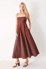 QUIET LUXE WOVEN MIDI DRESS - Flying Tomato - Flyclothing LLC