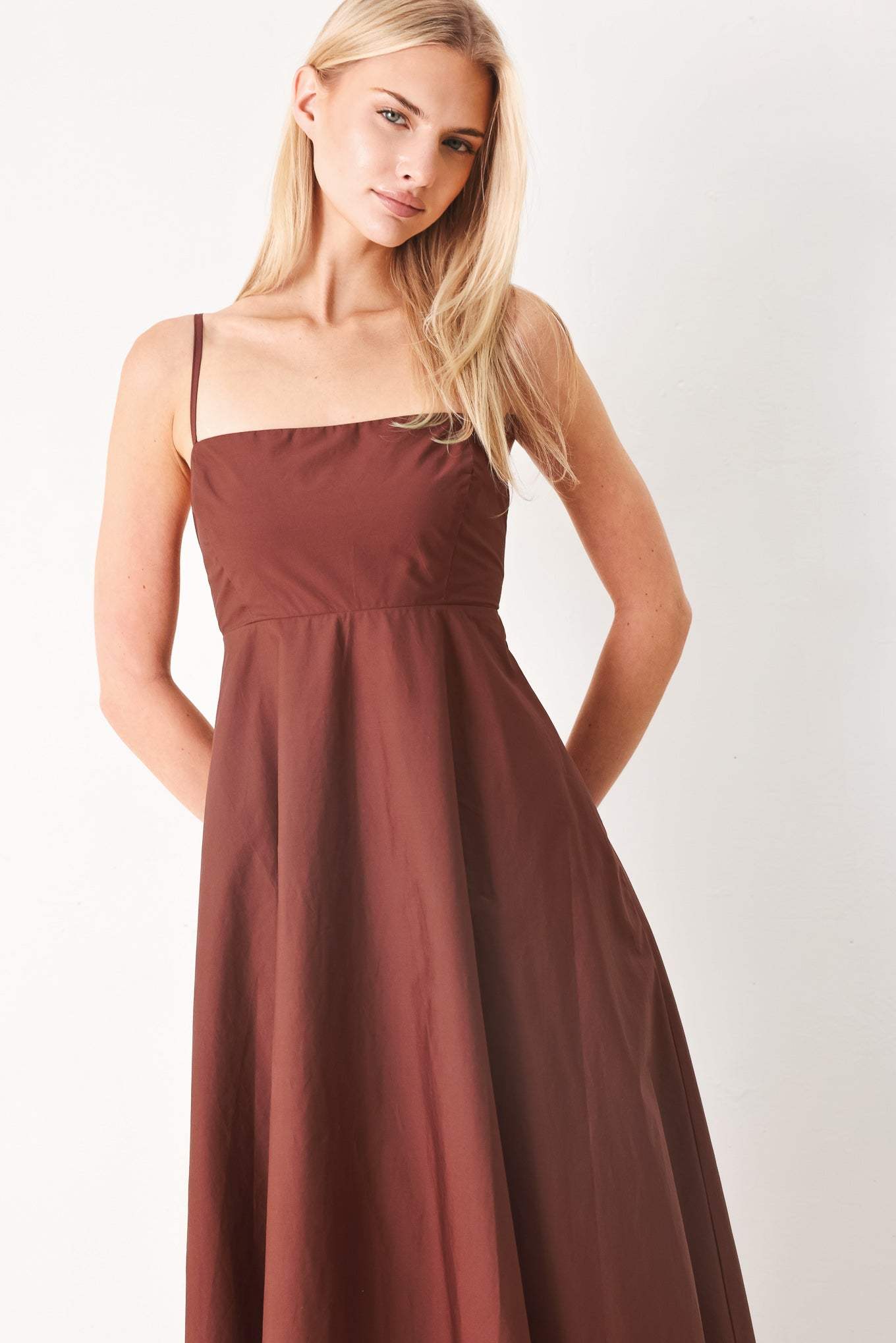 QUIET LUXE WOVEN MIDI DRESS - Flying Tomato - Flyclothing LLC
