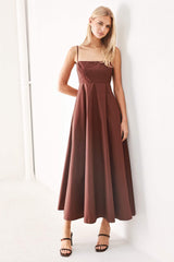 QUIET LUXE WOVEN MIDI DRESS - Flying Tomato - Flyclothing LLC