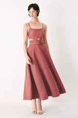 PEARL MOON WOVEN MIDI DRESS - Flying Tomato - Flyclothing LLC