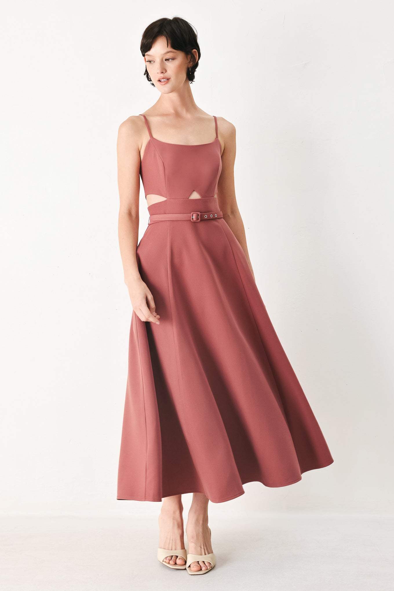 PEARL MOON WOVEN MIDI DRESS - Flying Tomato - Flyclothing LLC