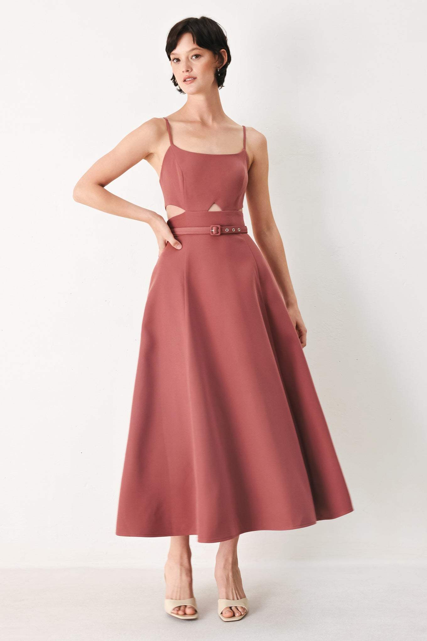 PEARL MOON WOVEN MIDI DRESS - Flying Tomato - Flyclothing LLC