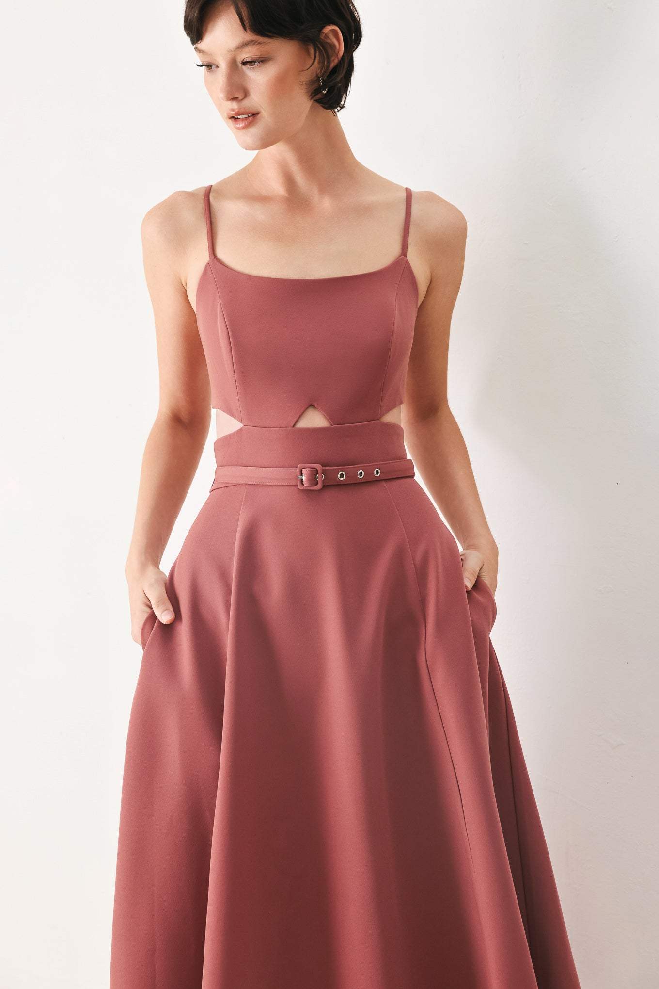 PEARL MOON WOVEN MIDI DRESS - Flying Tomato - Flyclothing LLC