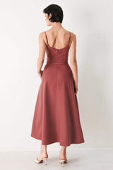 PEARL MOON WOVEN MIDI DRESS - Flying Tomato - Flyclothing LLC