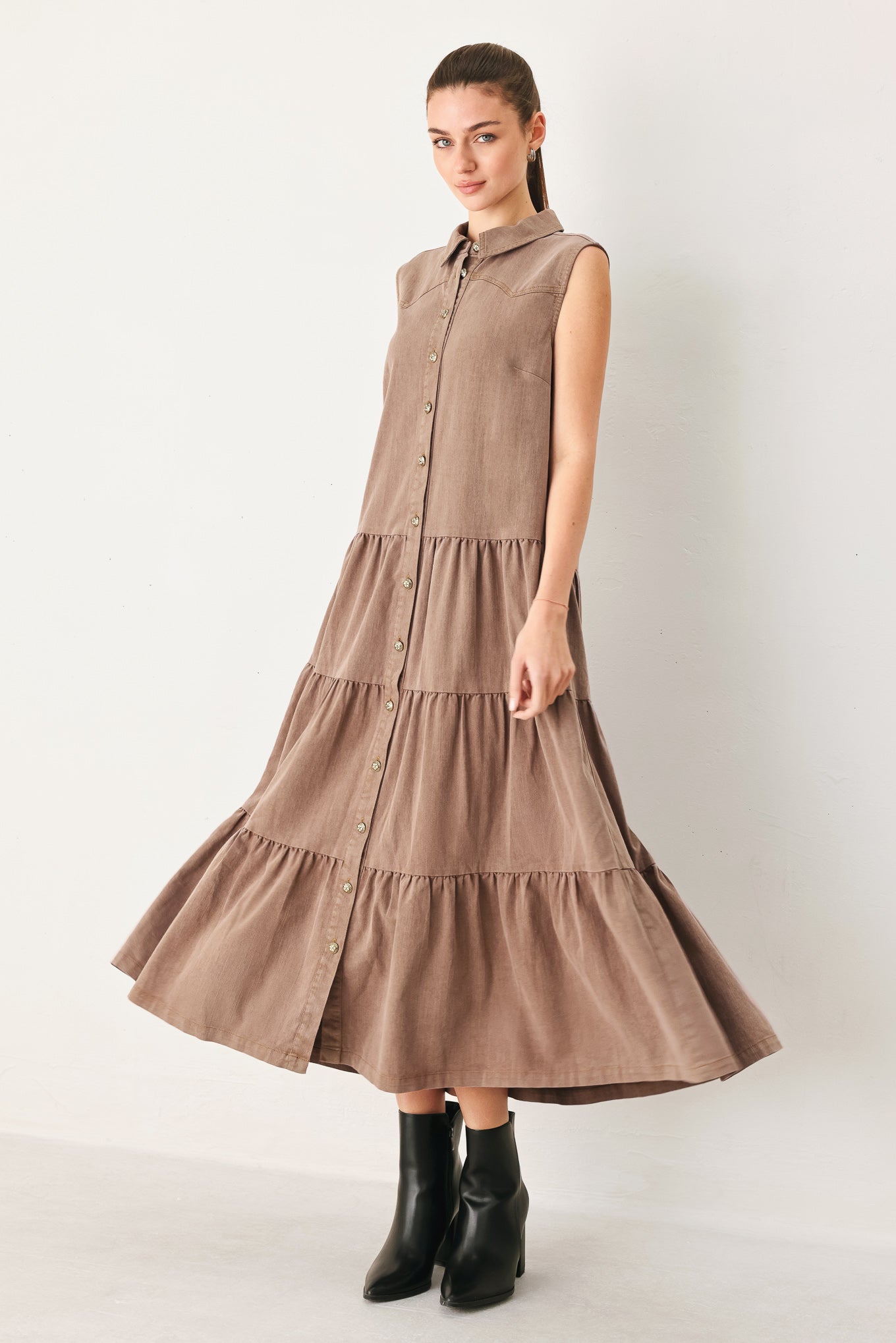 RUSTIC ROMANCE WOVEN MIDI DRESS - Flying Tomato - Flyclothing LLC