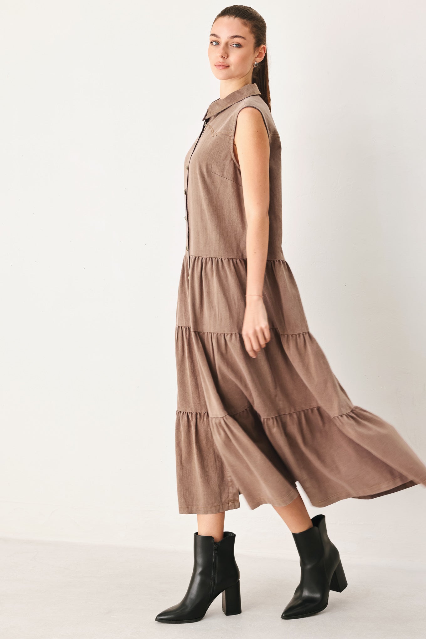 RUSTIC ROMANCE WOVEN MIDI DRESS - Flying Tomato - Flyclothing LLC