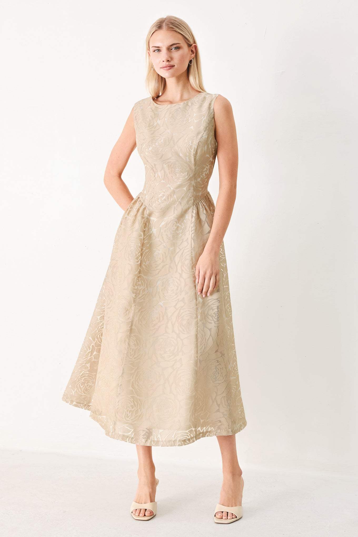 EVENING BLOSSOM ORGANZA MIDI DRESS - Flying Tomato - Flyclothing LLC
