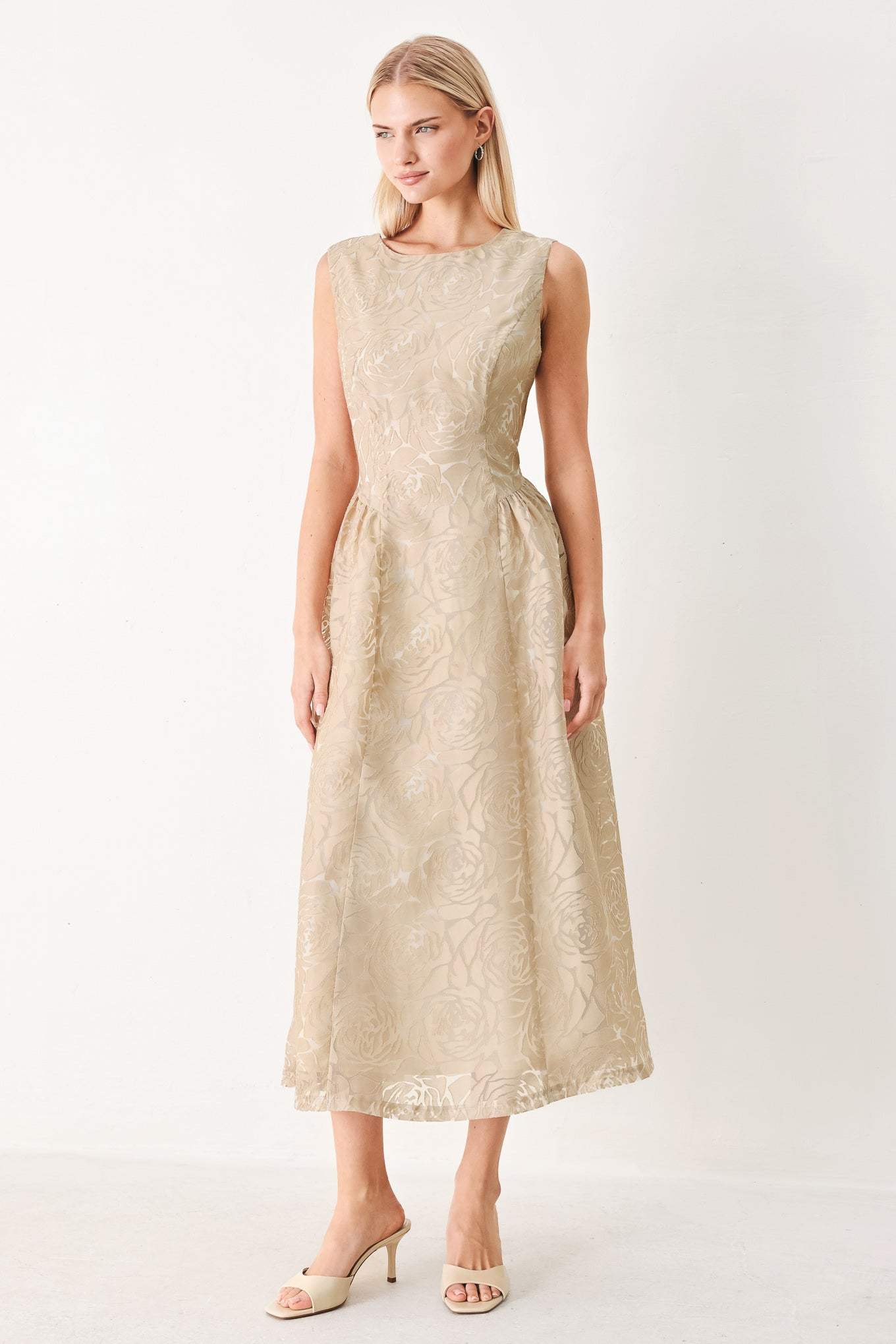 EVENING BLOSSOM ORGANZA MIDI DRESS - Flying Tomato - Flyclothing LLC