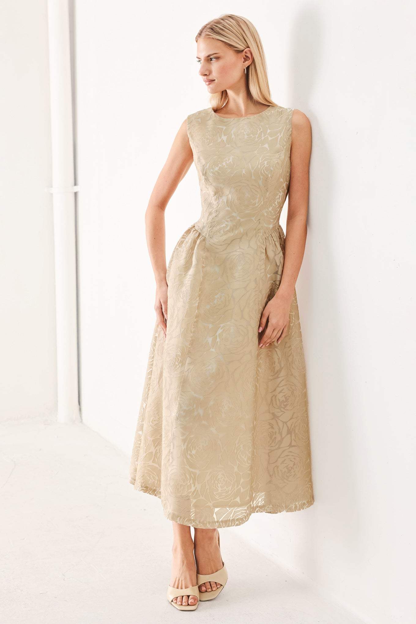 EVENING BLOSSOM ORGANZA MIDI DRESS - Flying Tomato - Flyclothing LLC