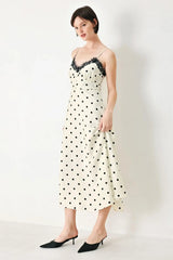 DOTTY SWEETHEART WOVEN MIDI DRESS - Flying Tomato - Flyclothing LLC