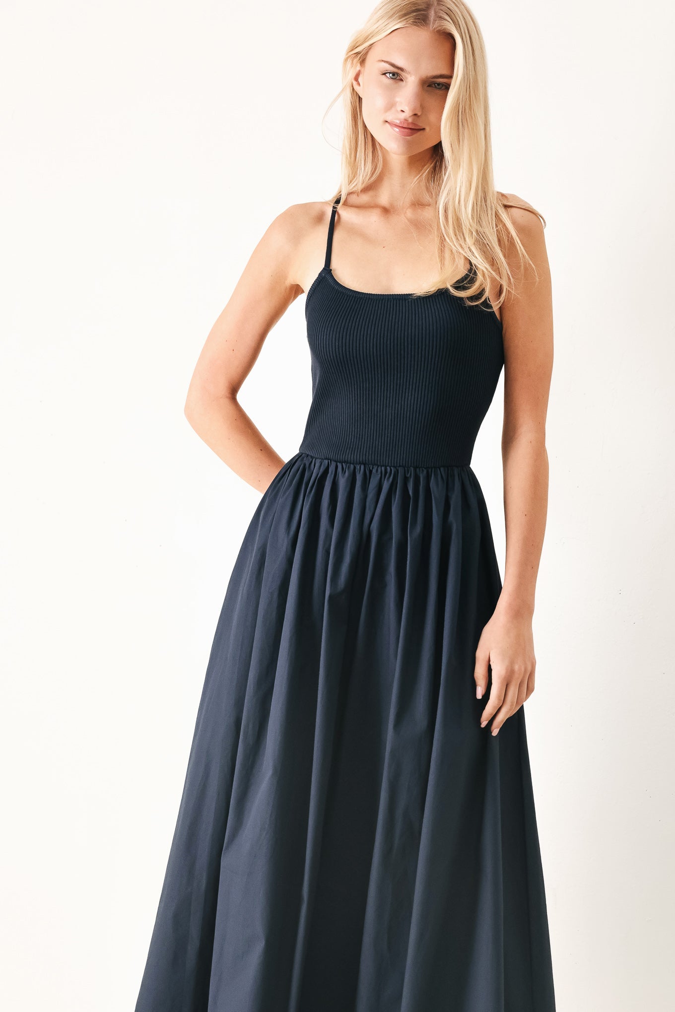 EASY BREEZE NAVY WOVEN MIDI DRESS - Flying Tomato - Flyclothing LLC