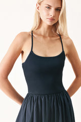 EASY BREEZE NAVY WOVEN MIDI DRESS - Flying Tomato - Flyclothing LLC