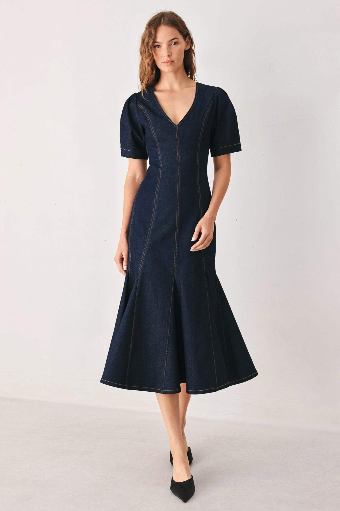 AFTER DARK DENIM MIDI DRESS