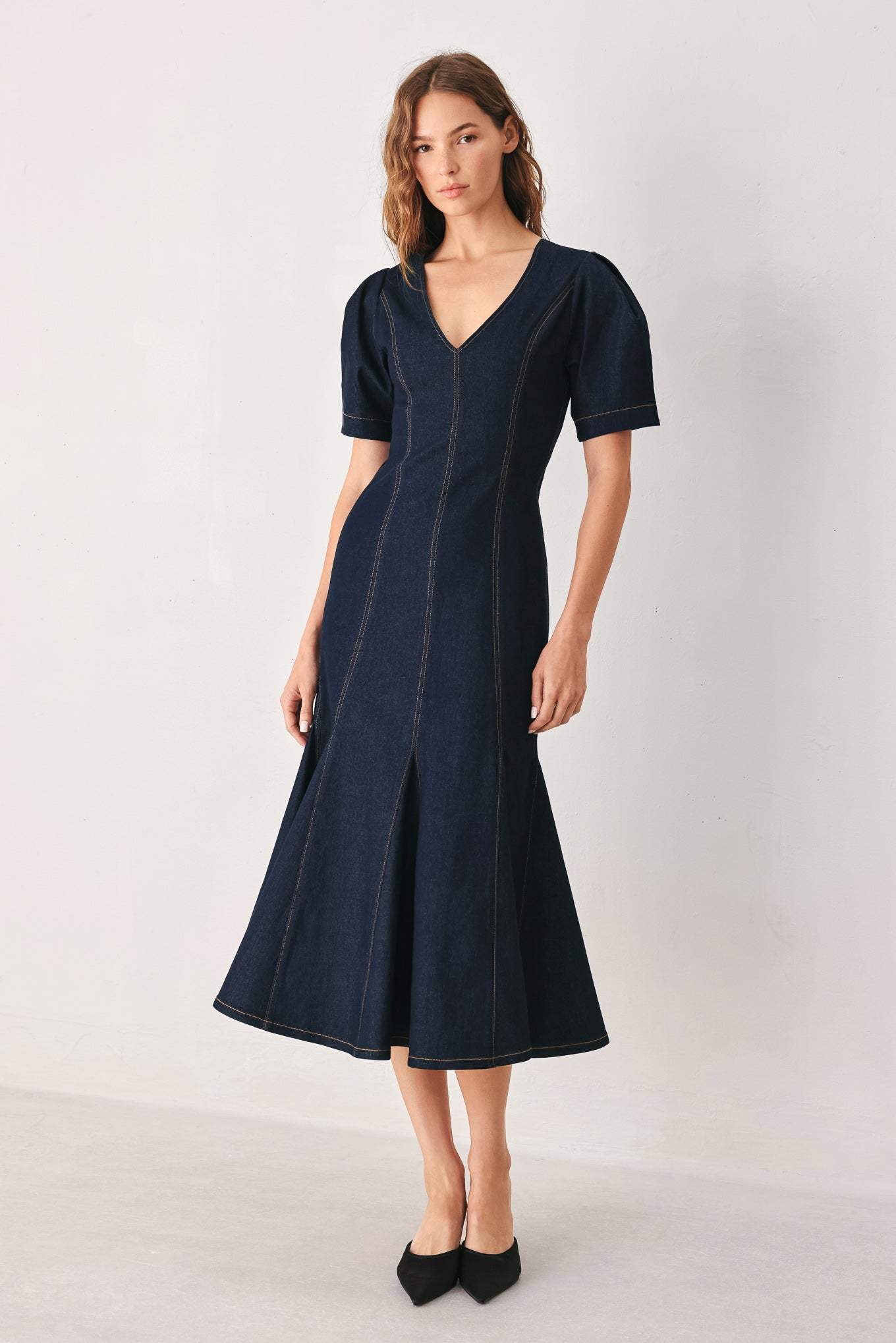 AFTER DARK DENIM MIDI DRESS - Flying Tomato - Flyclothing LLC