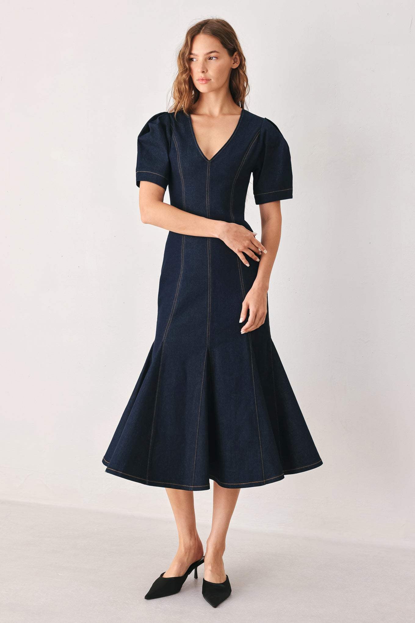 AFTER DARK DENIM MIDI DRESS