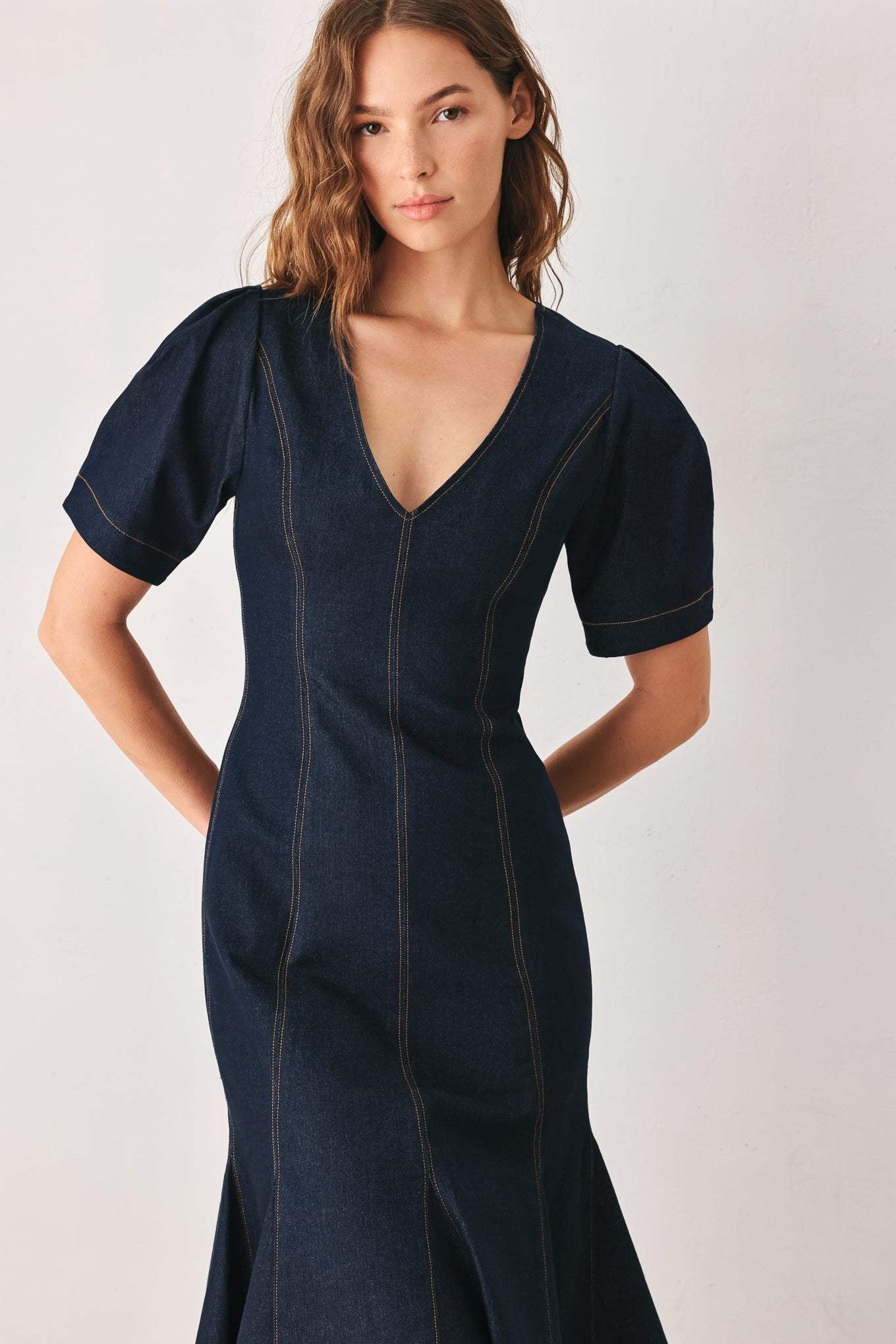 AFTER DARK DENIM MIDI DRESS - Flying Tomato - Flyclothing LLC