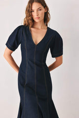 AFTER DARK DENIM MIDI DRESS - Flying Tomato - Flyclothing LLC