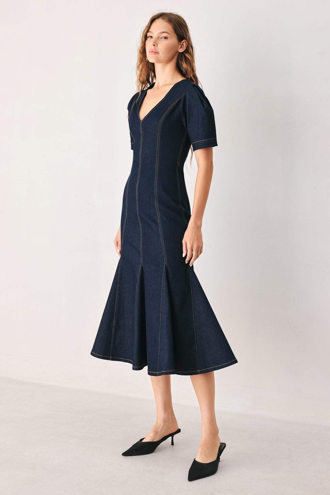 AFTER DARK DENIM MIDI DRESS