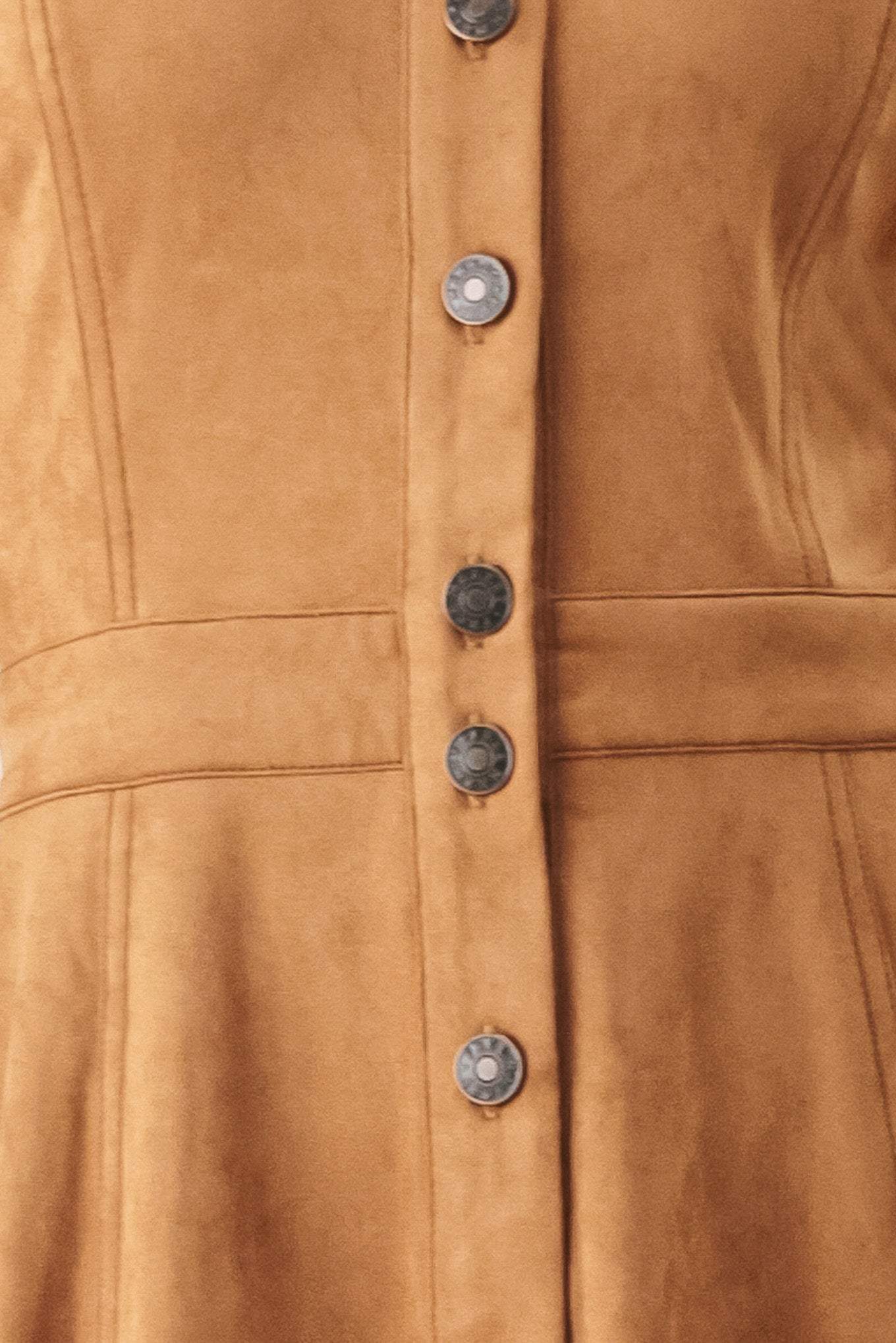DARLING CAME FAUX SUEDE MIDI SHIRT DRESS