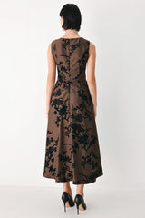 TRUFFLE BOTANIC GRACE WOVEN MIDI DRESS