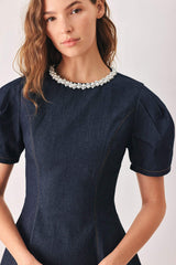 SWEET INDIGO DENIM MINI DRESS