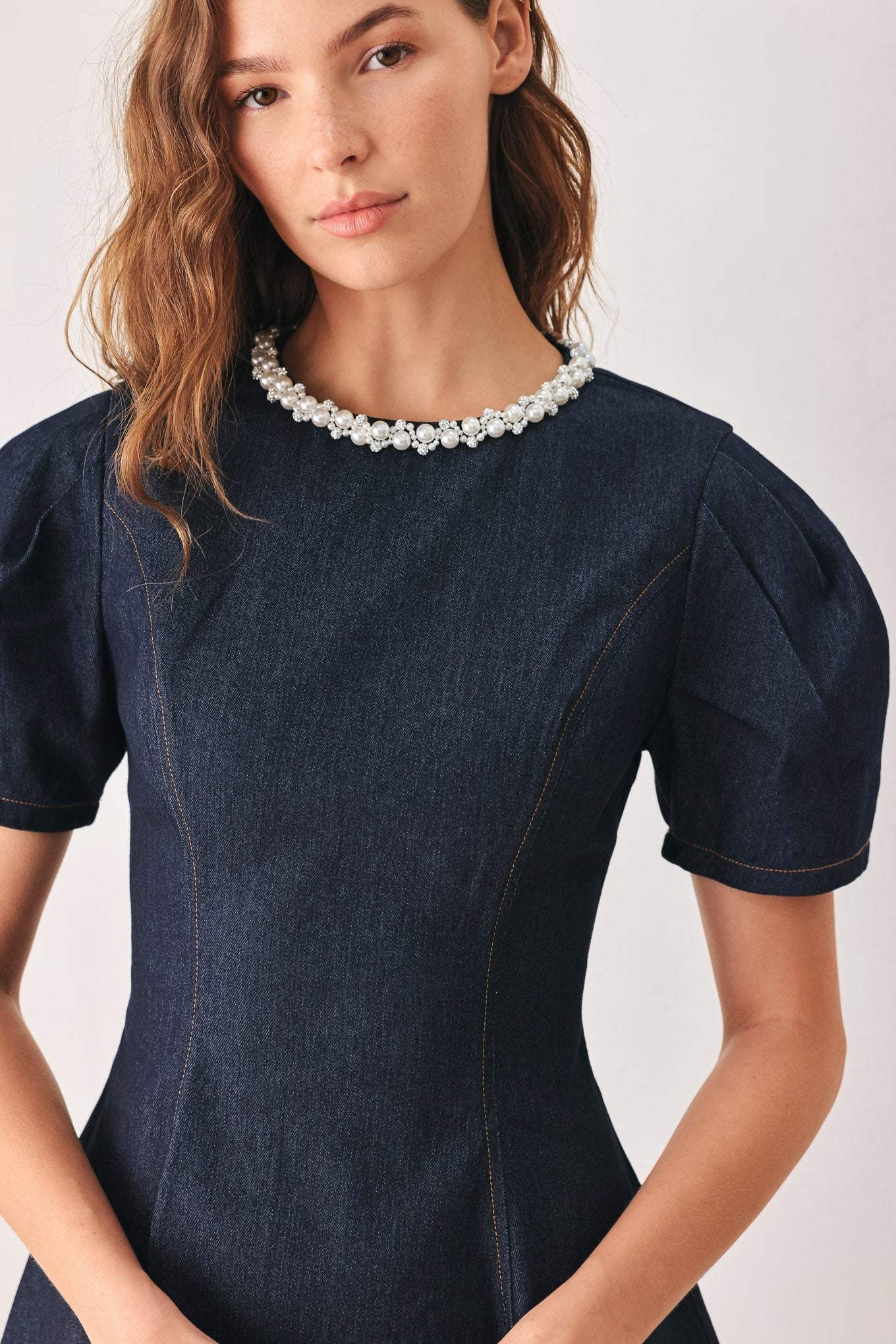 SWEET INDIGO DENIM MINI DRESS
